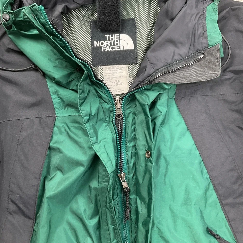 North Face Jacket Mens Large Green Black 88017 Gore Tex‎ Hood Outdoor Softshell